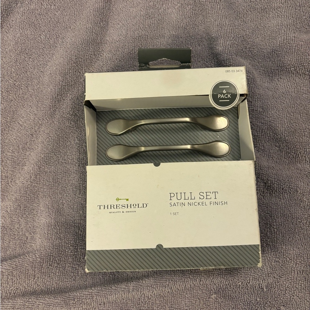 Threshold Drawer Pulls 1  Sets of 6 Satin Nickel Finish New box is damaged